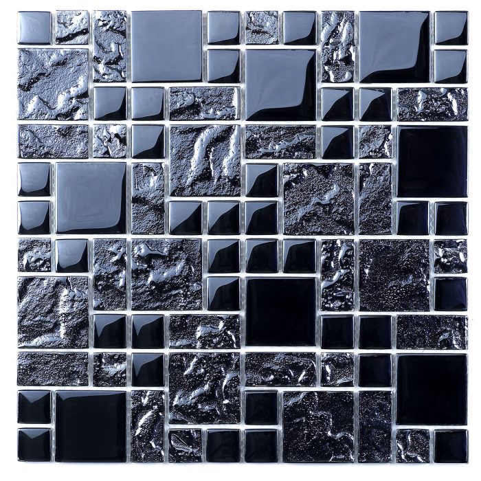 Black Reflective Mix Glass Modular Mosaic sheet