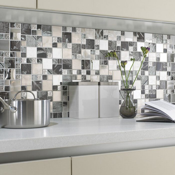 Verona Saturn Silver Glass/Metal Mix Modular Mosaic