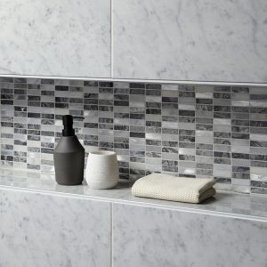 Creswell Grey Stone & Metal Mix Linear Mosaic 15x48mm