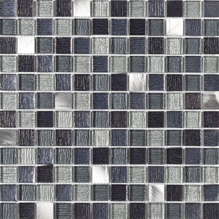 Verona Galactic Black Glass & Metal Mix tile