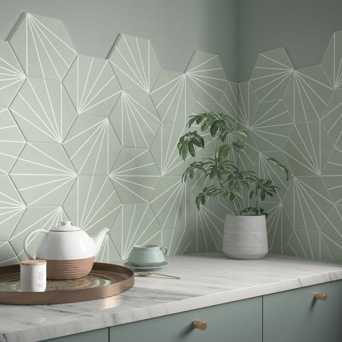 Verona Sunburst Wall & Floor Tile mint