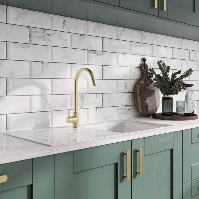 Verona Metro Calacatta Gris Wall Tile kitchen