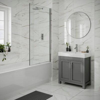 bathroom tiles Lulworth White Gloss 250x500mm Ceramic Wall Tile