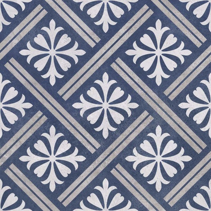 Verona Mondrian Navy Blue Pattern Wall and Floor Ceramic Tile