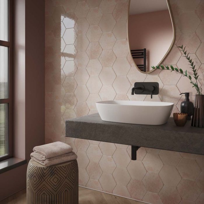 Verona Hope Rose Pink Hexagon Wall Tiles