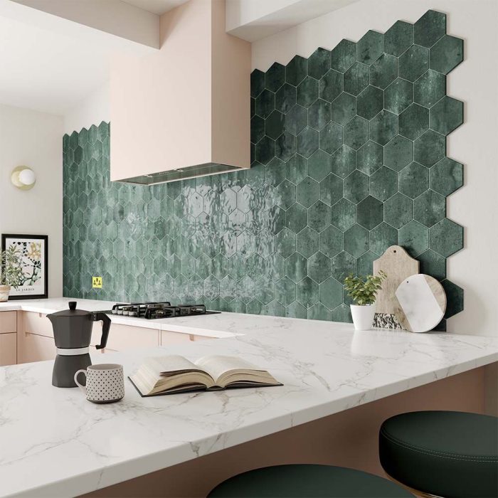 Verona Hope Green Hexagon Wall Tiles