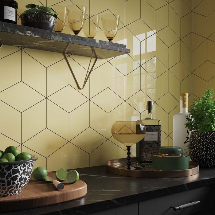 Rhomboid Ceramic Wall Tile yellow