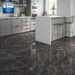 Verona Zeus Midnight Marble Effect Black Wall and Floor Tile