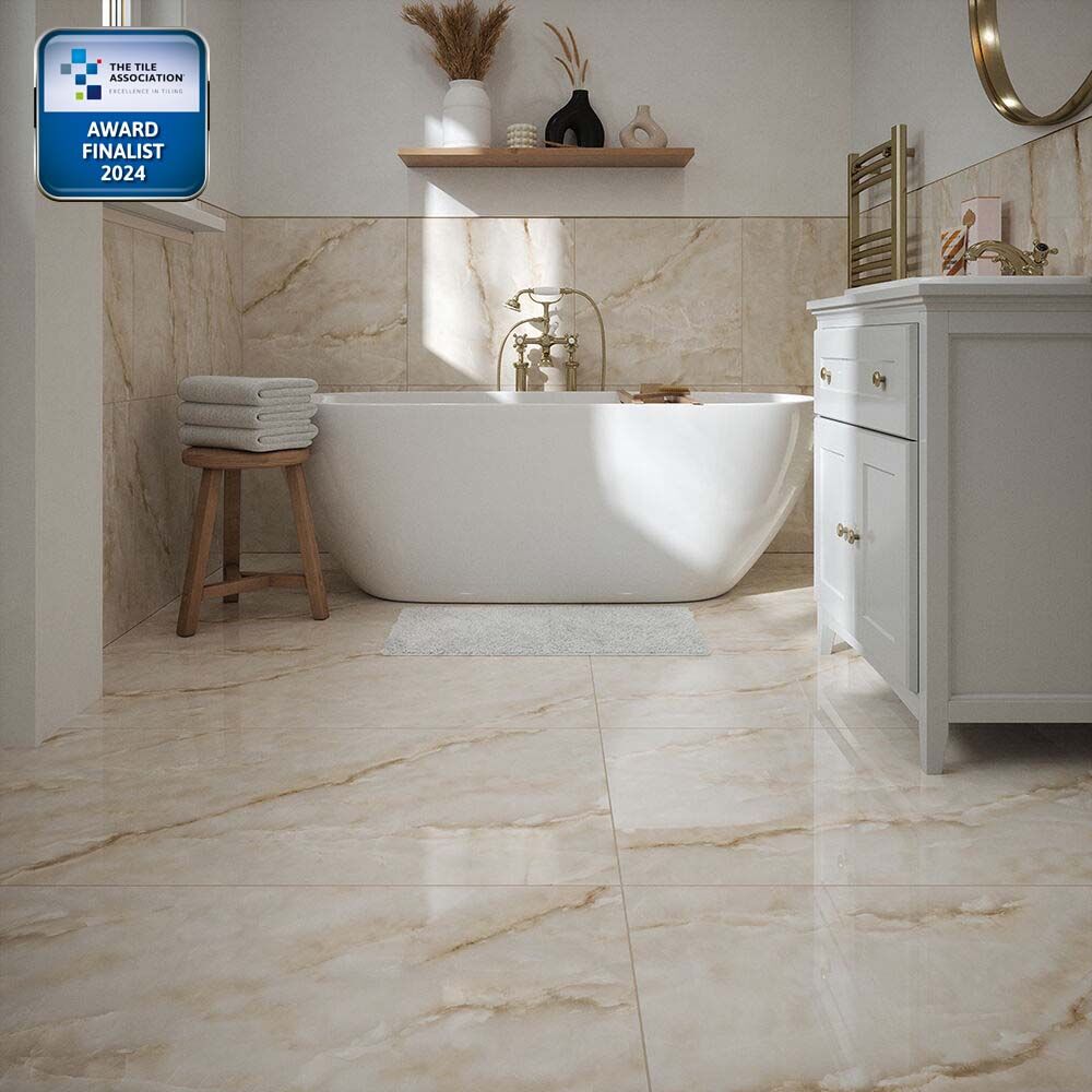 p12683_athena_pearl_polished_glazed_porcelain_wall_floor_tile_600x1200mm_p12684_athena_pearl_polished_glazed_porcelain_wall_floor_tile_600x600mm_1_2 Verona Athena Pearl Wall & Floor Marble Effect Tiles