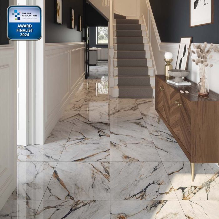 marble floor tiles Hestia Viola Marble Glazed Porcelain Wall & Floor Tile 600x600mm
