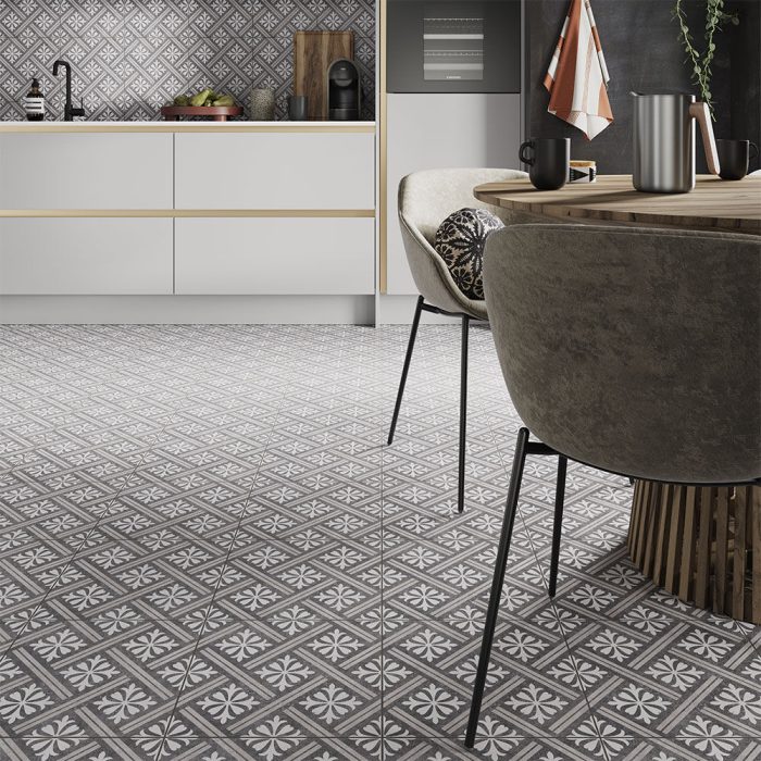 Verona Mondrian Charcoal Patterned Wall and Floor Ceramic Tile