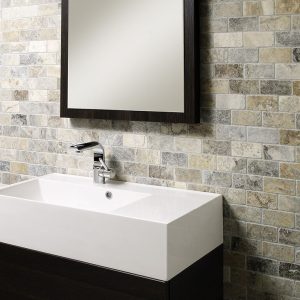 Silver Grey Travertine Brick Mosaic