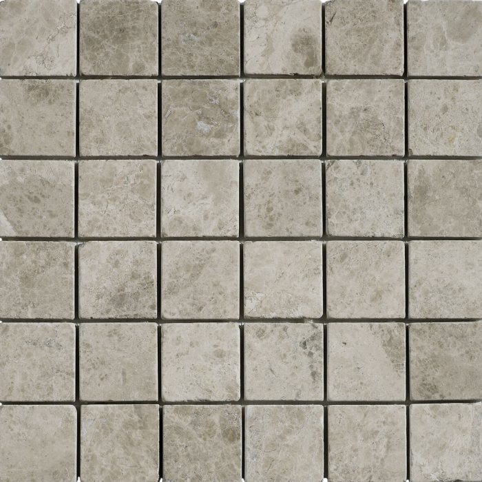 Silver Shadow Grey Tumbled Marble Mosaic 50x50mm