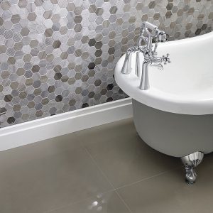 Coffee Stone Hexagon Mixed Finish Marble Mosaic 48x48mm
