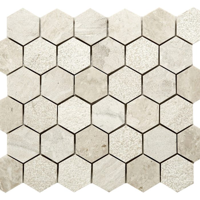 Vanilla Cream Mix Finish Marble Hexagon Mosaic