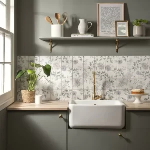 Cottage Garden Grey 18-Tile Panel